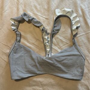 Boys + Arrows Black and White Striped Bikini Top